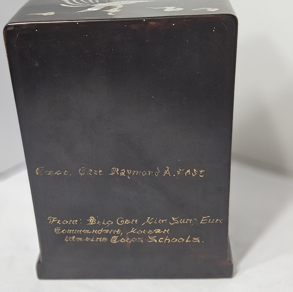 Vintage Asian Oriental Korean Black Lacquer MOP Mother of Peal Jewelry Box - Picture 11 of 13